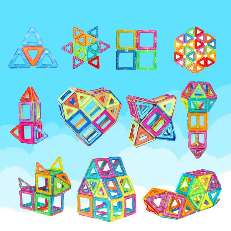 Random Color Tiles Building Blocks, Colorful Geometric Shape Blocks, Building Construction Toys, Creative and Educational Toys for Boys & Girls