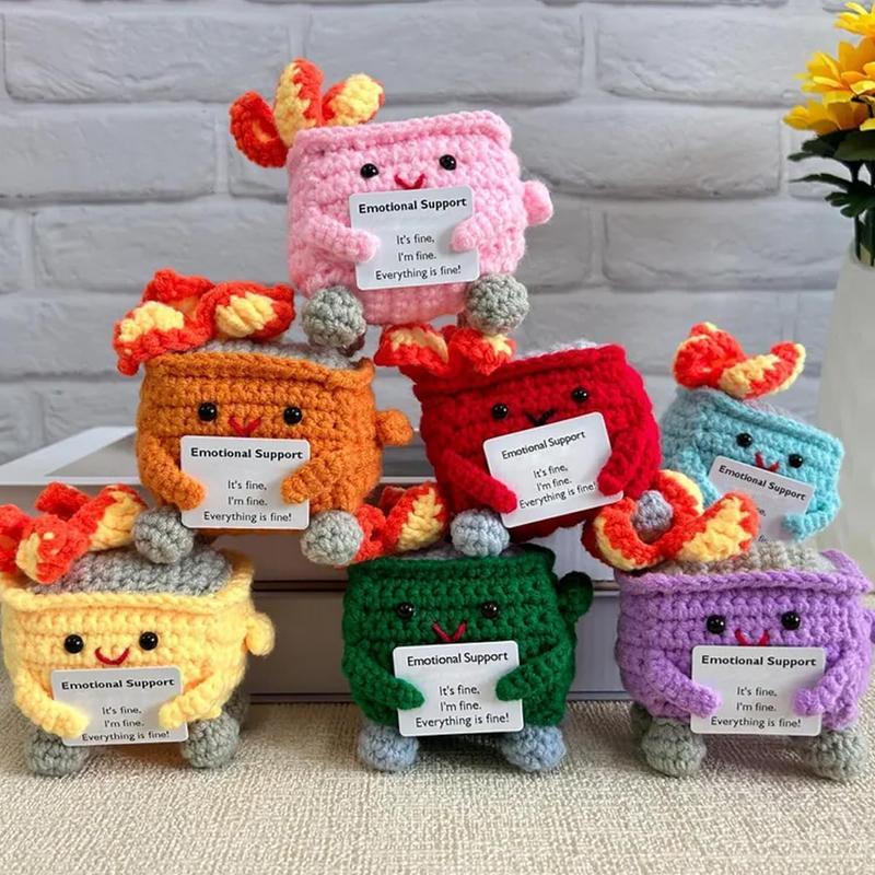 Emotional Support Dumpster Fire Plush Toy, Crochet Dumpster Fire Toy, Emotional Support Ornament for Decoration Or Gift, Comfortable Doll for friend