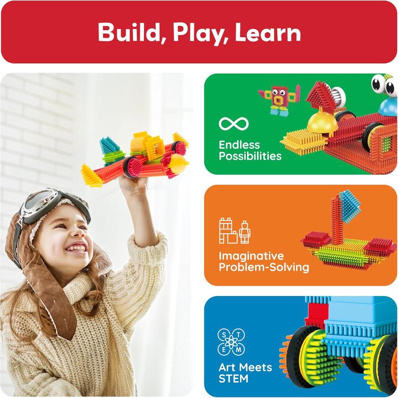 120 count Hedgehog Interlocking Building Blocks Tiles Construction Toy Set Learning Playset STEAM Development Preschool Kindergarten Toy for Kids Age3+ PTB120