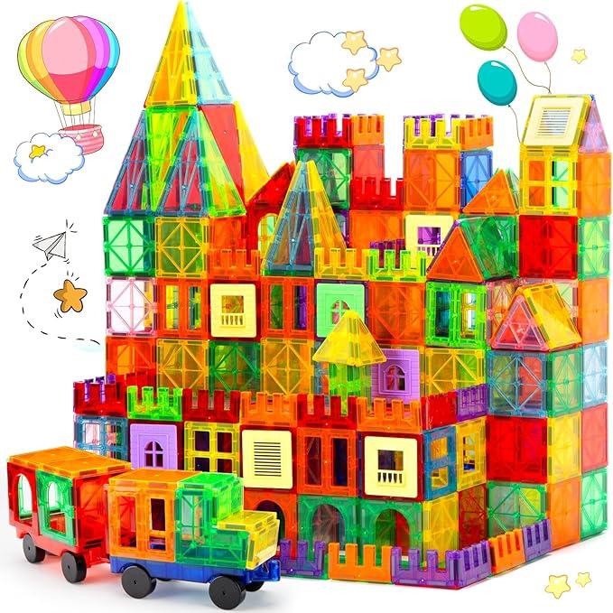 60 PCS Magnetic Building Tiles, Magnetic Tiles Kids Toys Magnet Toys for Toddler Magnetic Blocks Building Toys Preschool STEM Learning Sensory Montessori Toys for 3+ Year Old Boys and Girls, Safe Creativity Toddler Kids Toys, Christmas Toys Gift