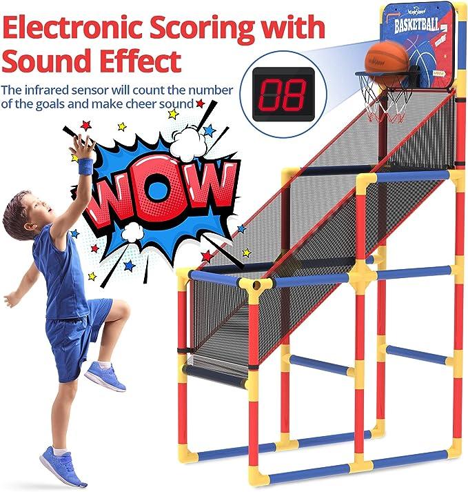 Basketball Hoop Arcade Game W Electronic Scoreboard Cheer Sound, Basketball Hoop Indoor Outdoor W 4 Balls, Basketball Game Toys Gifts