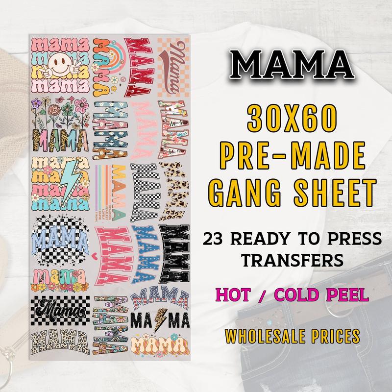 Mama Gang Sheet, Mama DTF Transfer, DTF Transfer Ready For Press, Mama Premade Gang Sheet, Heat Transfer, Custom Transfers, Mom Transfers