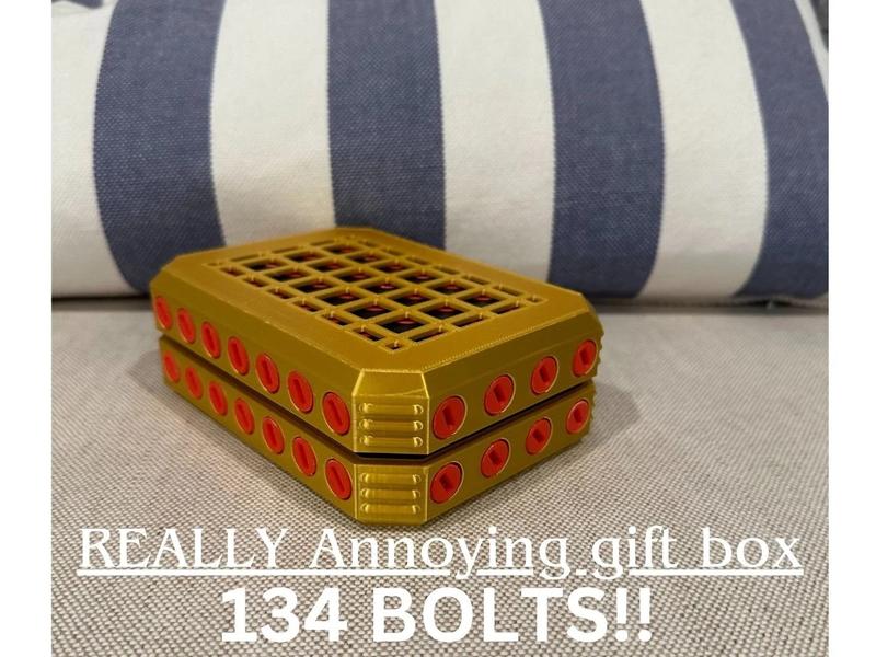 Pavilion3dPrinting 3D Printed REALLY Annoying Gift Box-134 bolts. Puzzle Christmas toy fun game holiday birthday for all ages gift card box. .