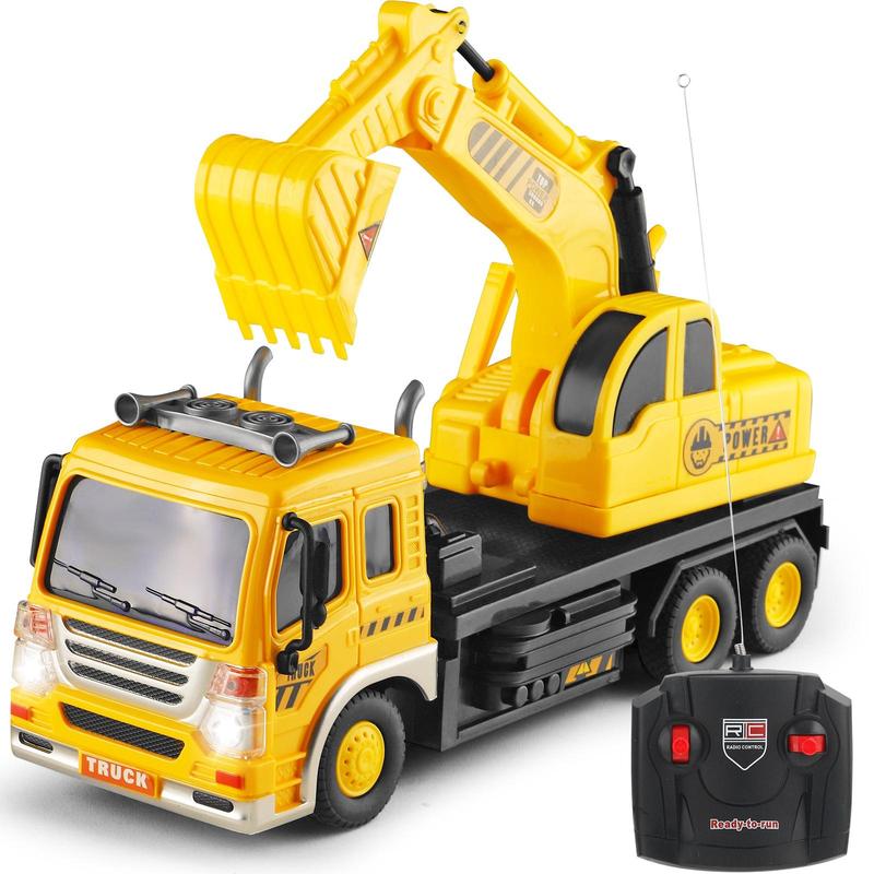 LED Light Remote Control Excavator and Garbage Truck Toys - Great for Young Builders, Construction Play, and Imaginative Adventures