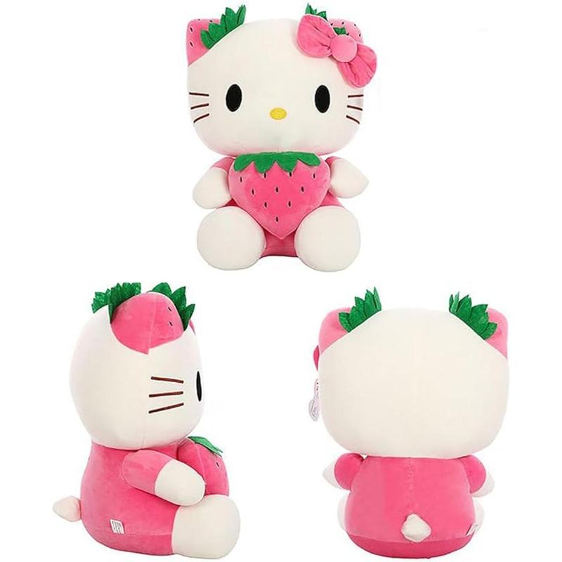 Kitty Plush Toys 8.6 inch Kawaii Cartoon Strawberry Stuffed Animals Doll Cute Kitty Soft Plush Figure Toys Birthday Gifts for Girls