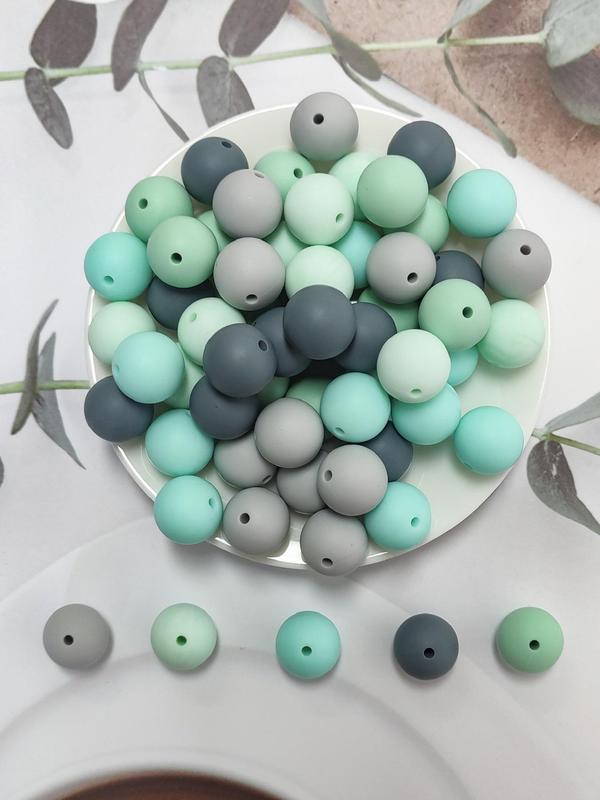 30pcs set 15mm Round Silicone Bead, DIY Jewelry Making Supplies For Necklace Bracelet Car Keychain Making, Beads Set for Crafts Bracelet Jewelry