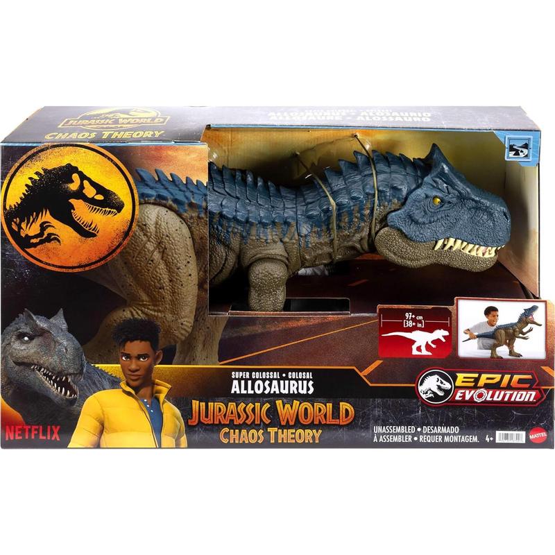 Jurassic World Super Colossal Dinosaur Action Figure, Large Allosaurus Dino Toy with Eating Feature, 3+ Feet Long