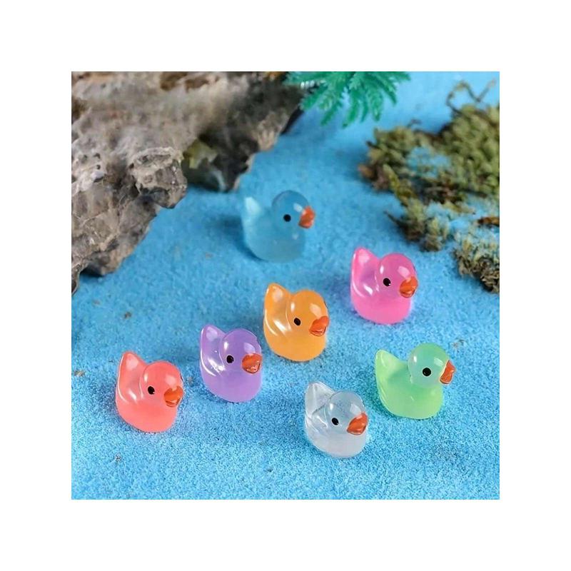 100pcs Glow-In-The-Dark Mini Ducks - Luminous Resin Ornaments For DIY, Aquariums, Gardens & Dollhouses,Christmas