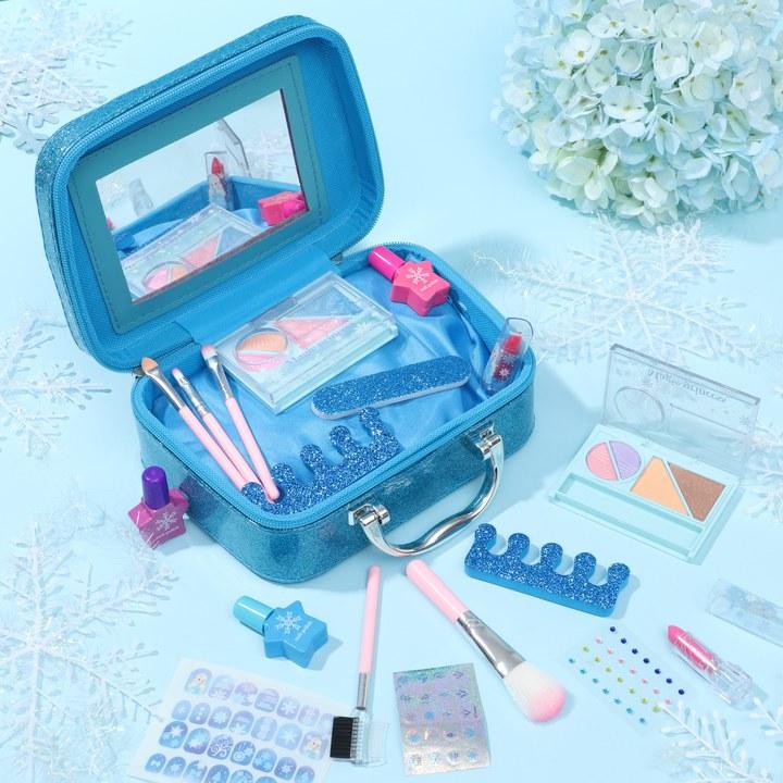 Frozen Makeup Kit for Girls, 16Counts Play Real Washable Makeup Kit Cosmetics Toys Gift Dress up Set Learning Educational Toy Birthday christmas Gifts