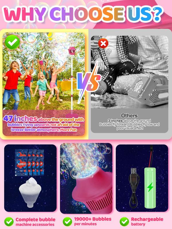 Automatic LED Colorful Street Light Bubble Maker Machine with Music & Battery for Children Outdoor Birthday Christmas Party Toy