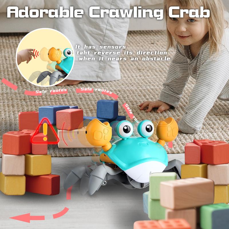 TFS Top·Fans Crawling Crab Toy Pro: 2024 Tummy Time Activity Essentials - Dancing Crawly Crabby with Volumn&Speed Control Mute - Music and Light