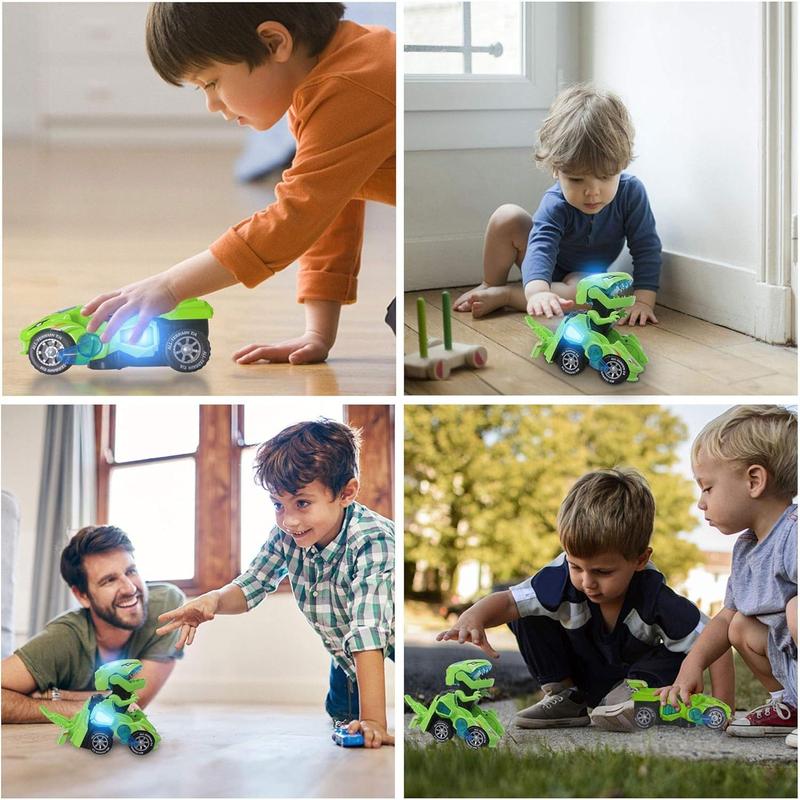 Toys for 3-6 Year Old Boys Transforming Car Toys with LED Light and Music Dinosaur Toy Birthday Gifts for 4 5 6 7 Year Old Boy (Green)