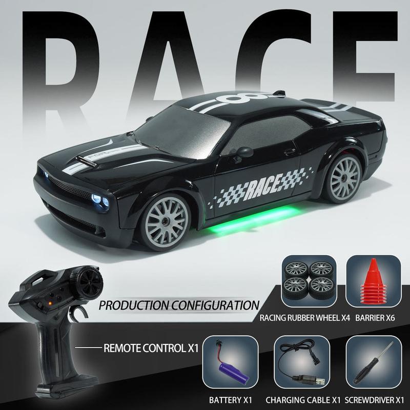 Christmas Gifts Dodge Challenger RC Drift Car 2.4G Full Scale Stunt Car 4WD Electric RC Racing Car With Lights r34diecast rc model rc drift hellcat megalodon monster carro  de 100  hp spiderman