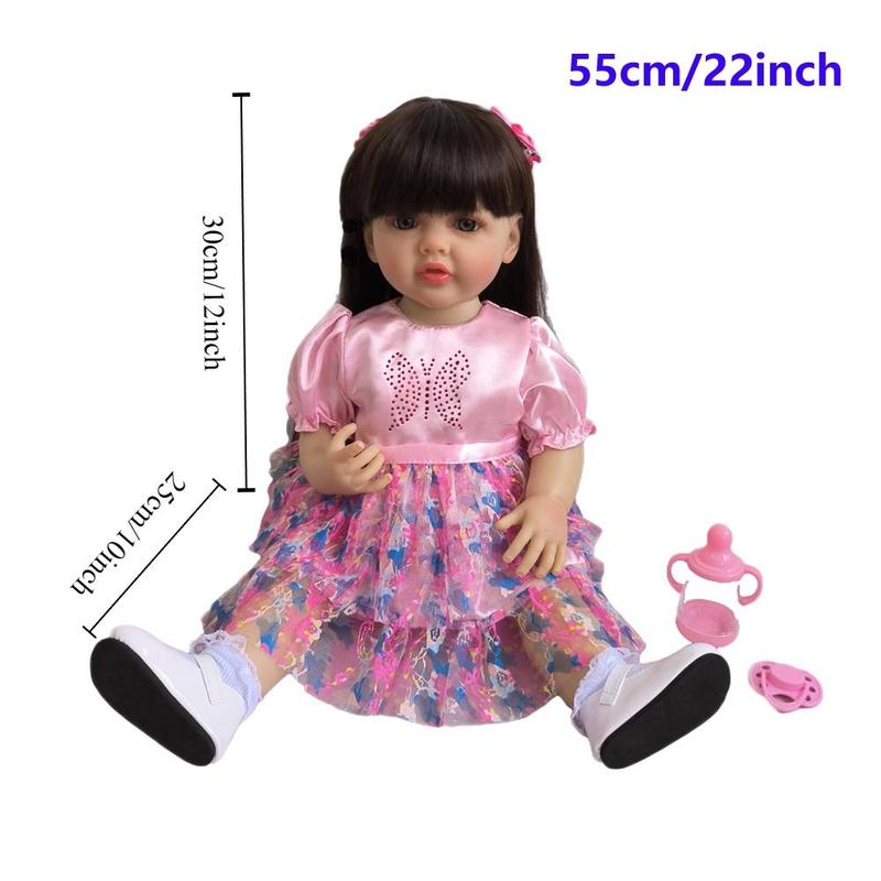 Life-like Reborn Teenager Girl Doll, Full Soft Silicone Body Reborn Doll, Lovely Dress Up Toy, 55 CM Silicone Reborn Baby Doll, Creative Birthday and Holiday Gift Options