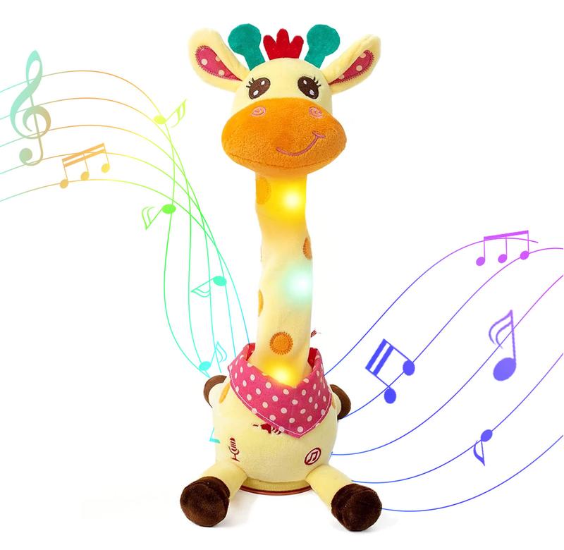 Talking Giraffe Stuffed Toys, Christmas Gifts Volume Adjustment Dancing Singing Animal Light Up Toys Repeat What You Say