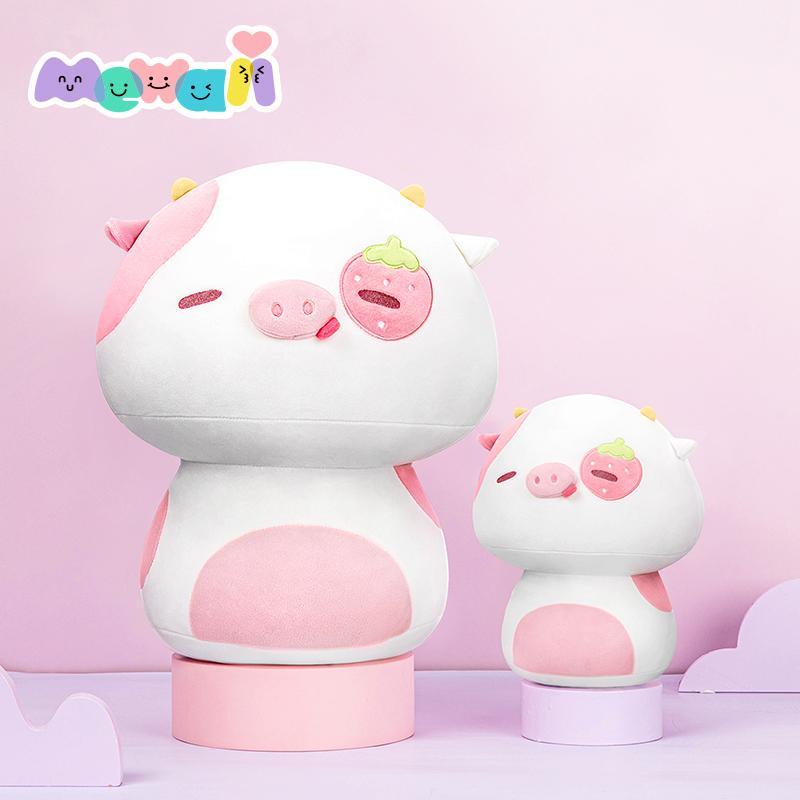 Mewaii 8 14 inch Mushroom Plush, Strawberry Cow Soft Plushies Squishy Plush, Cute Stuffed Animals Kawaii Plush Toys Throw Decoration Gift for Girls Boys, Kawaii Plushies For Girlfriend, Cat Plushies, Rabbit Plushies Gift Set