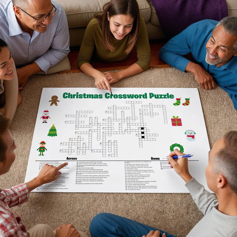 Giant Christmas Crossword Puzzle Poster - 3 ft x 4 ft Holiday Activity for Family Games