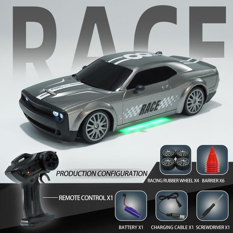 Christmas Gifts Dodge Challenger RC Drift Car 2.4G Full Scale Stunt Car 4WD Electric RC Racing Car With Lights r34diecast rc model rc drift hellcat megalodon monster carro  de 100  hp spiderman