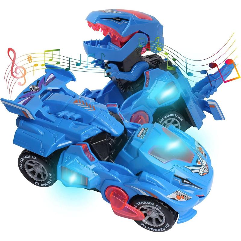 Toys for 3-6 Year Old Boys Transforming Car Toys with LED Light and Music Dinosaur Toy Birthday Gifts for 4 5 6 7 Year Old Boy (Green)