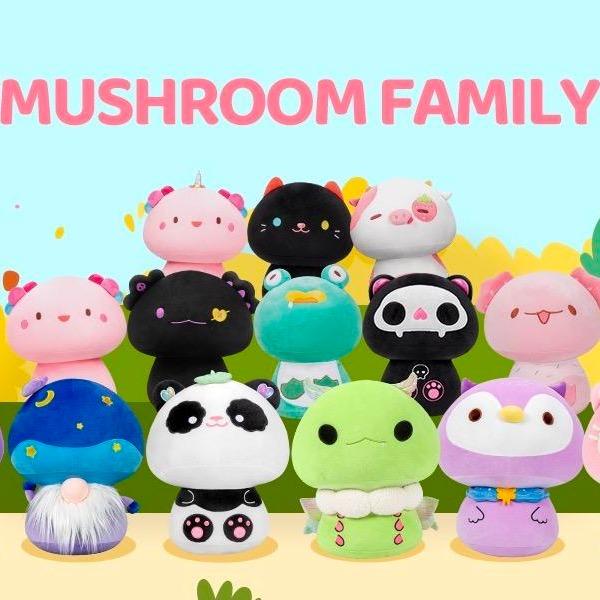 Mewaii 8 14 inch Mushroom Plush, Strawberry Cow Soft Plushies Squishy Plush, Cute Stuffed Animals Kawaii Plush Toys Throw Decoration Gift for Girls Boys, Kawaii Plushies For Girlfriend, Cat Plushies, Rabbit Plushies Gift Set