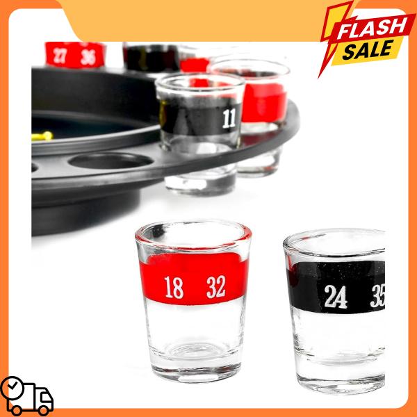 Fairly Odd Novelties Shot Roulette Drinking Game - Ultimate Shot Glass Roulette Drinking games for adults - 16pcs Red Black Set