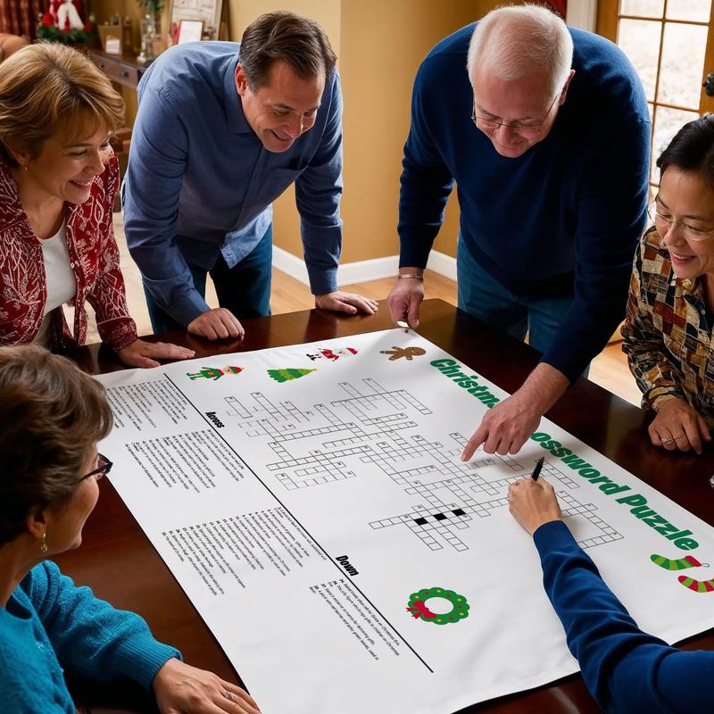 Giant Christmas Crossword Puzzle Poster - 3 ft x 4 ft Holiday Activity for Family Games