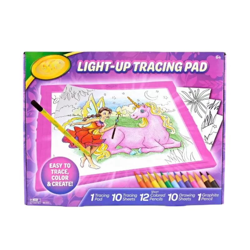 Light Up Tracing Pad Pink: Creative Drawing Kit, Includes Colored Pencils & Paper