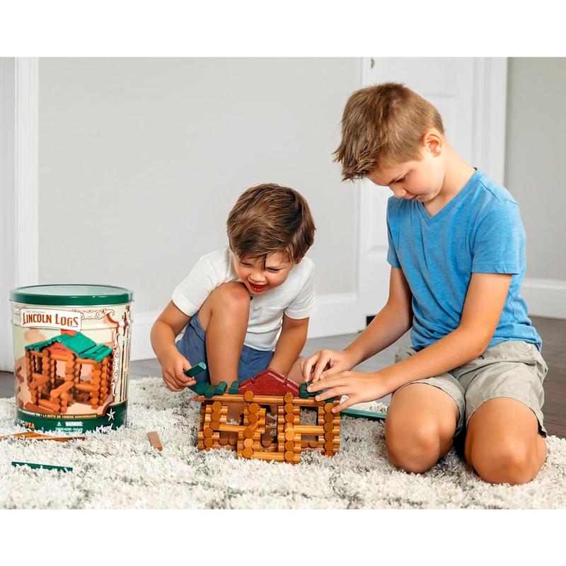 Lincoln Logs – 100Th Anniversary Tin, 111 Pieces, Real Wood Logs - Ages 3+ - Best Retro Building Gift Set For Boys Girls - Creative Construction Engineering - Preschool Education Toy