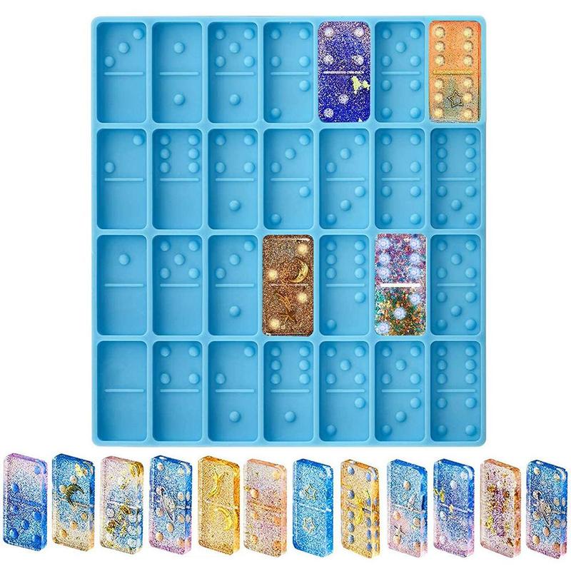 Dominoes Silicone Mold, 1 Set Dominoes Storage Box Resin Molds, Creative DIY Dot Dominoes Silicone Toy Domino Molds, DIY Handmade Projects Mold