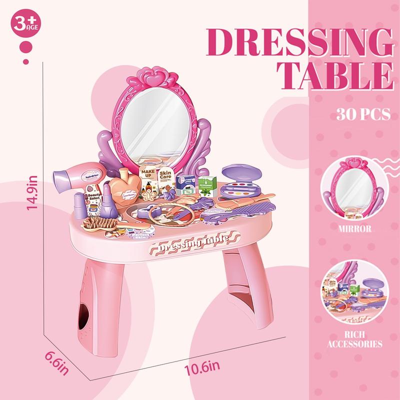 Pretend Play Girls Makeup Table Set, Girls Vanity Set Toy, Princess Toys Gift for Little Girls Ages 3 4 5 6 7 8