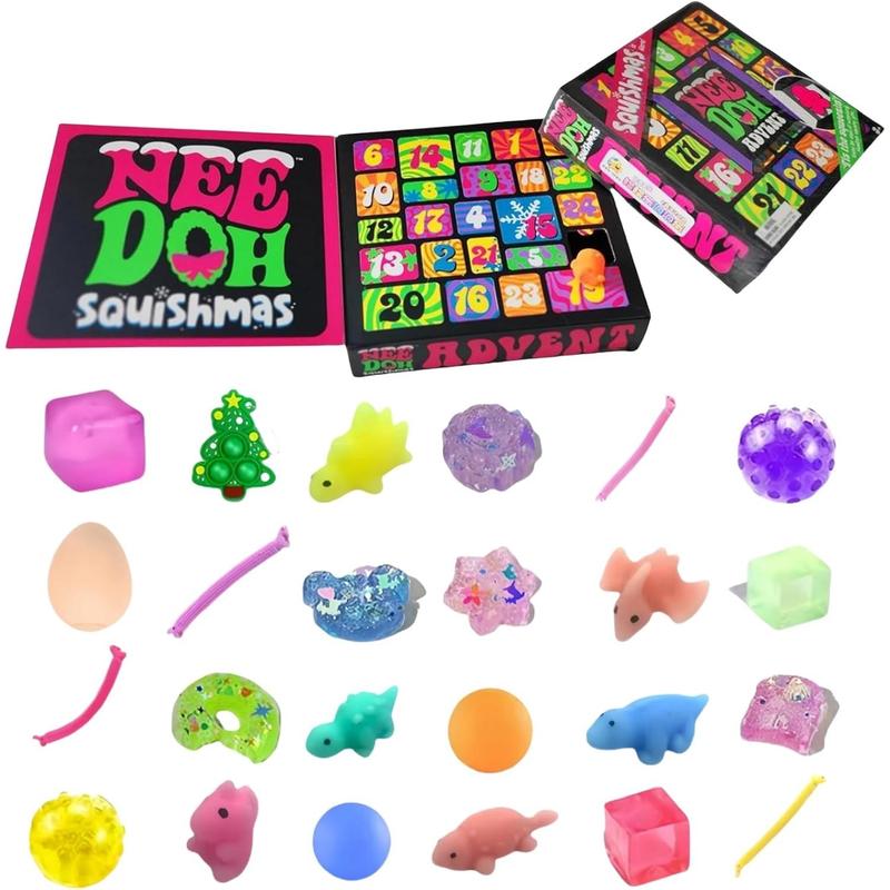 Nee Doh Squishmas Advent Calendar 2024, Nee doh advent calendar, Christmas Squishy Advent Calendar 2025, 24 Day Squishies Christmas Countdown Calendar with 24 Piece Mini Squeeze Tοys Xmas Gift