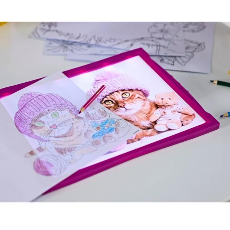 Light Up Tracing Pad Pink: Creative Drawing Kit, Includes Colored Pencils & Paper