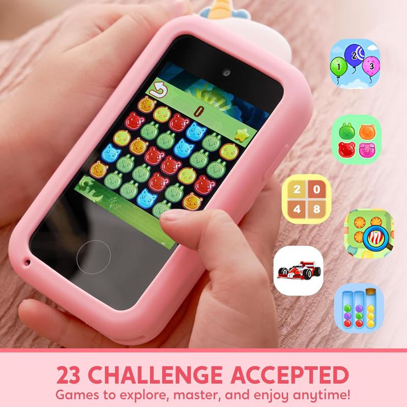 Christmas Gift Kids Smart Phone Toys, Touchscreen Dual Camera Phone for Boys ＆ Girls Ages 3-10, Educational Learning Play Phone with 8G SD Card, Perfect Birthday and Christmas Toy for Toddlers