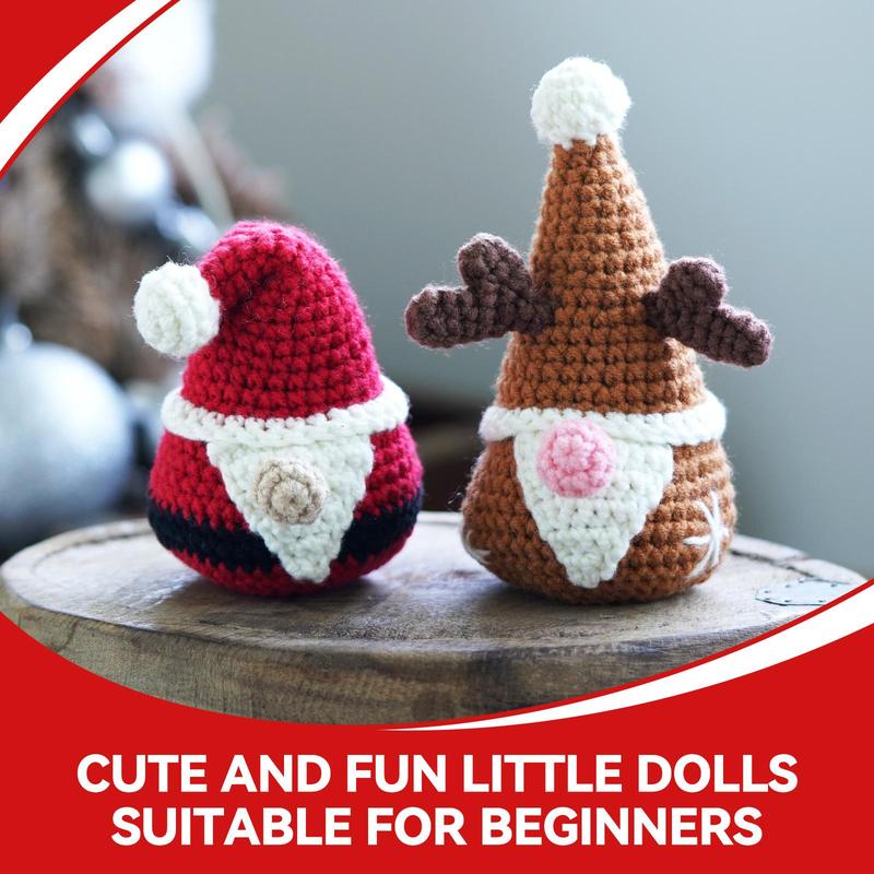 Christmas Santa Claus & Reindeer Design Crochet Kit, 2 Counts set DIY Crochet Kit with Step-by-step English Video Tutorial, DIY Handmade Lover Starter Kit, Birthday Gifts