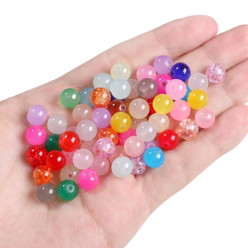 8mm Multicolor Round Beads (480pcs box), Jelly Glass Beads Loose Beads for DIY Bracelets, Necklaces, Beaded Jewelry Materials, Handmade Gifts for Friends and Family