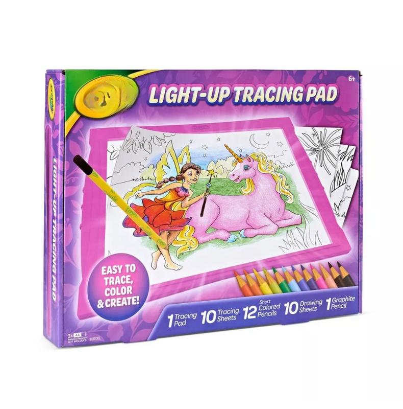 Light Up Tracing Pad Pink: Creative Drawing Kit, Includes Colored Pencils & Paper