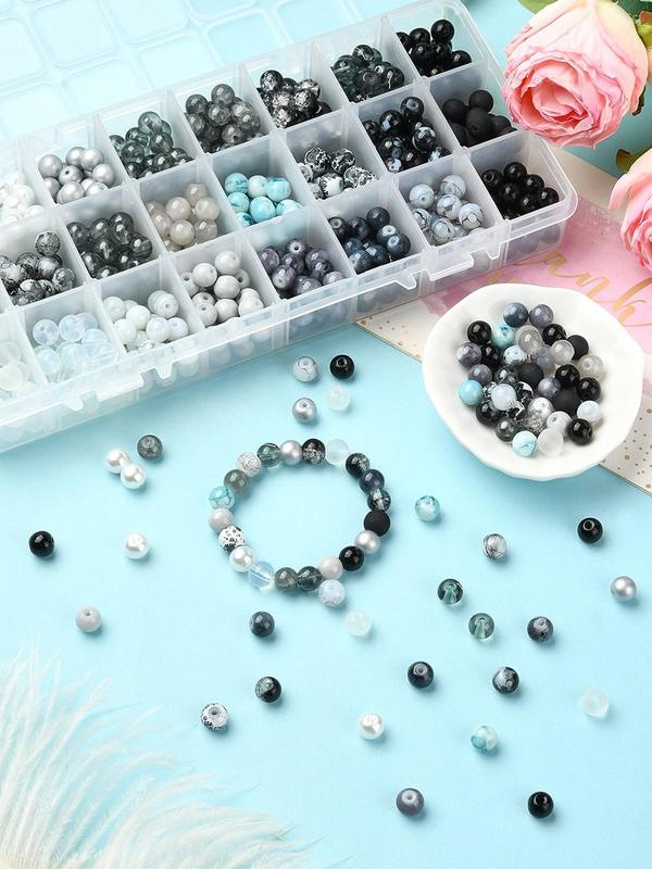 Mixed Color Glass Bead Kit, DIY Jewelry Making Supplies for Bracelet & Necklace, Fashion Accessories for Women & Girls