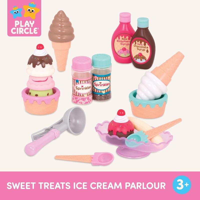 Play Circle- Toy Food – Ice Cream Set – Kitchen Accessories For Kids- Pretend Play- Sweet Treats Ice Cream