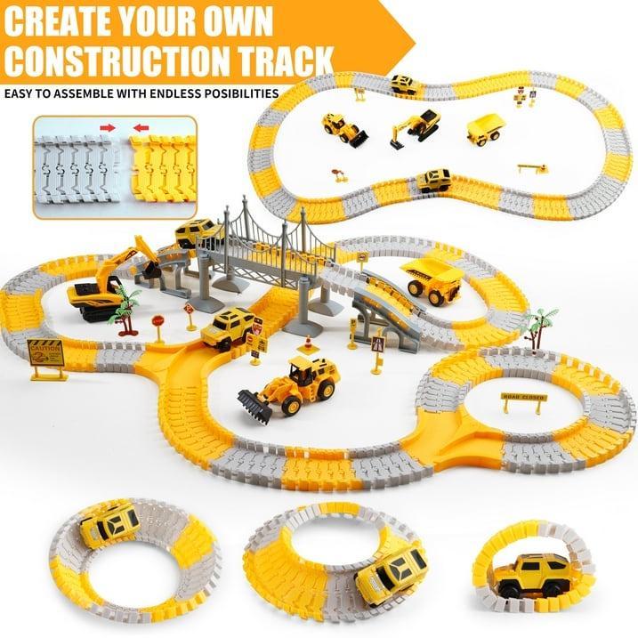 276 PCS Construction Race Tracks Toy for Kids Truck Car Engineering Road Playset