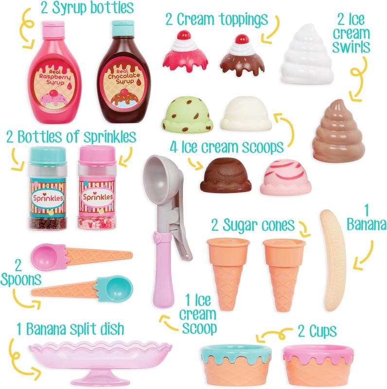 Play Circle- Toy Food – Ice Cream Set – Kitchen Accessories For Kids- Pretend Play- Sweet Treats Ice Cream