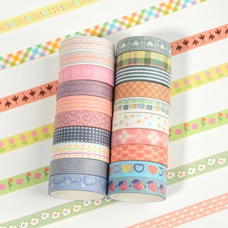 Cartoon Tape Box Set, 20 Rolls Handbook Washi Tape, Decorative Tape for Scrapbooking, Gift Wrapping, Journal Making, DIY Decorative Tape, Bedroom Decor