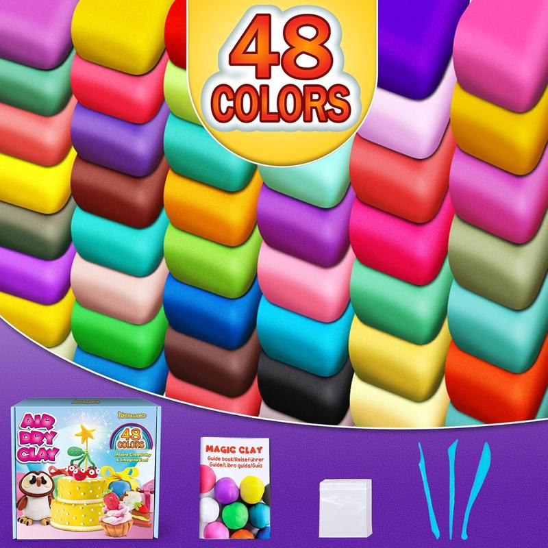 Air Dry Clay 24 Colors, Modeling Clay for Kids, DIY Molding Magic Clay, Gift for Kids Boys Girls