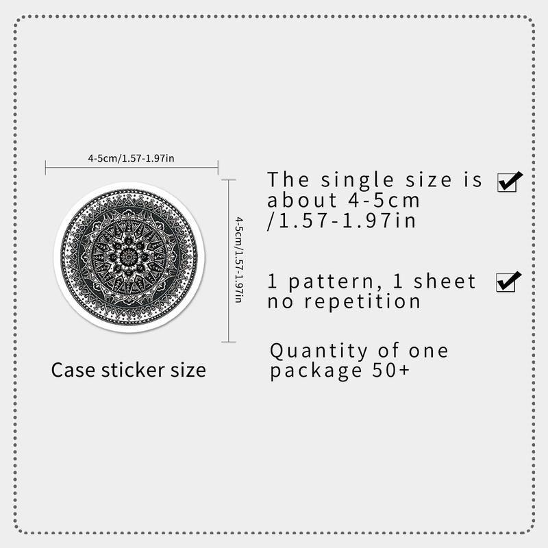 50pcs Mandala Pattern Stickers, Creative Multi-purpose Stickers, For DIY Craft Decoration And Hand Account