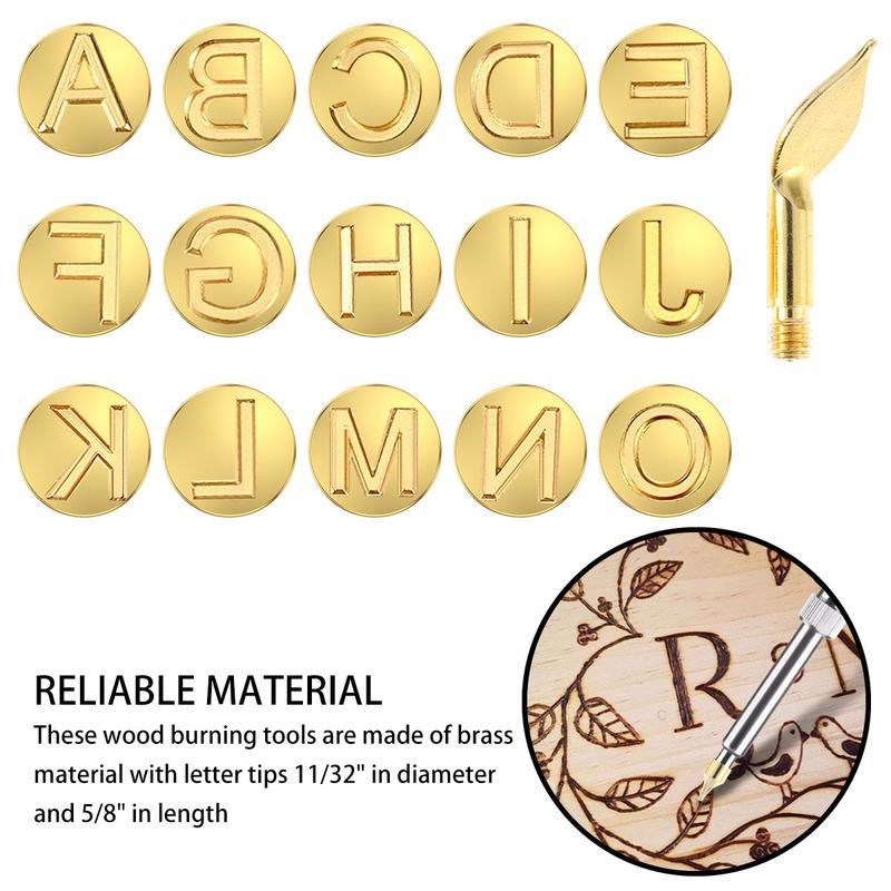 28Counts Wood Burning Tip Copper Letters Wood Burning Tool Wood Burning Alphabet Template Branding and Personalization Tool for Embossing Carving Crafts DIY Hobby