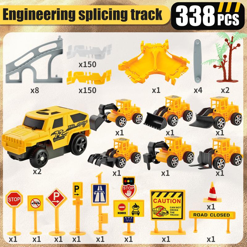 276 PCS Construction Race Tracks Toy for Kids Truck Car Engineering Road Playset