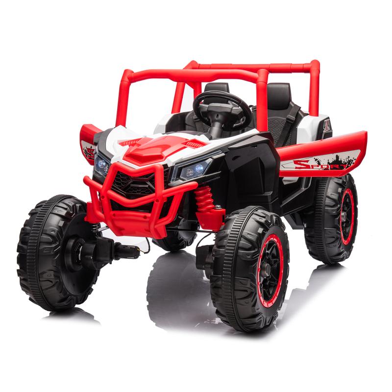 24V Ride On XXL UTV car for kid,2seater with two safety belts, Side by Side 4x4 Ride on Off-Road Truck with Parent Remote Control, Battery Powered Electric Car w High Low Speed, two safety belts.