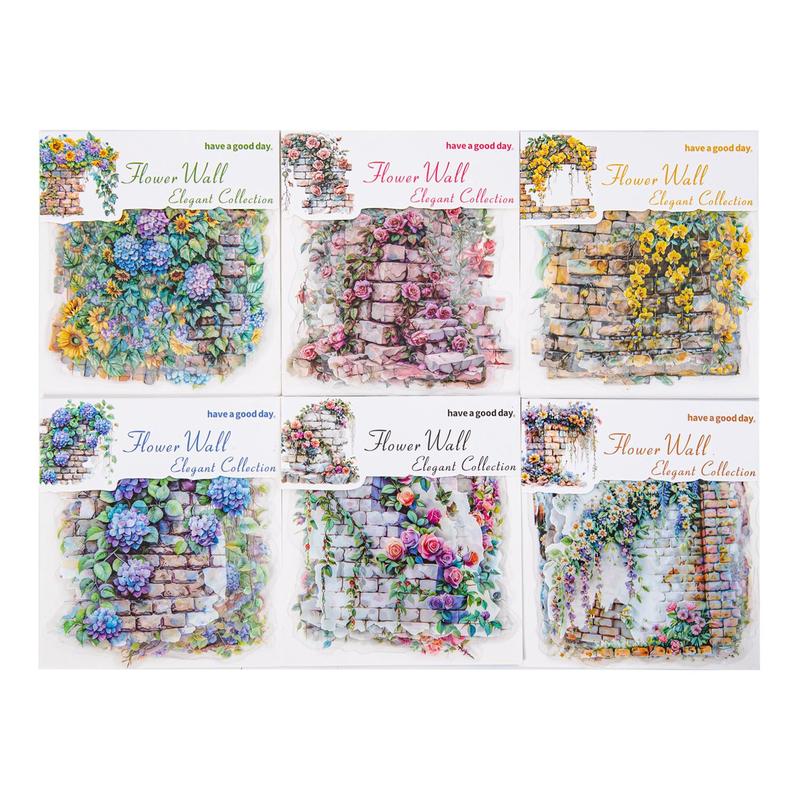 Flower Garden Pattern Sticker, 10pcs set Scrapbooking & Stamping Sticker, DIY Decorative Sticker for Album & Scrapbooking