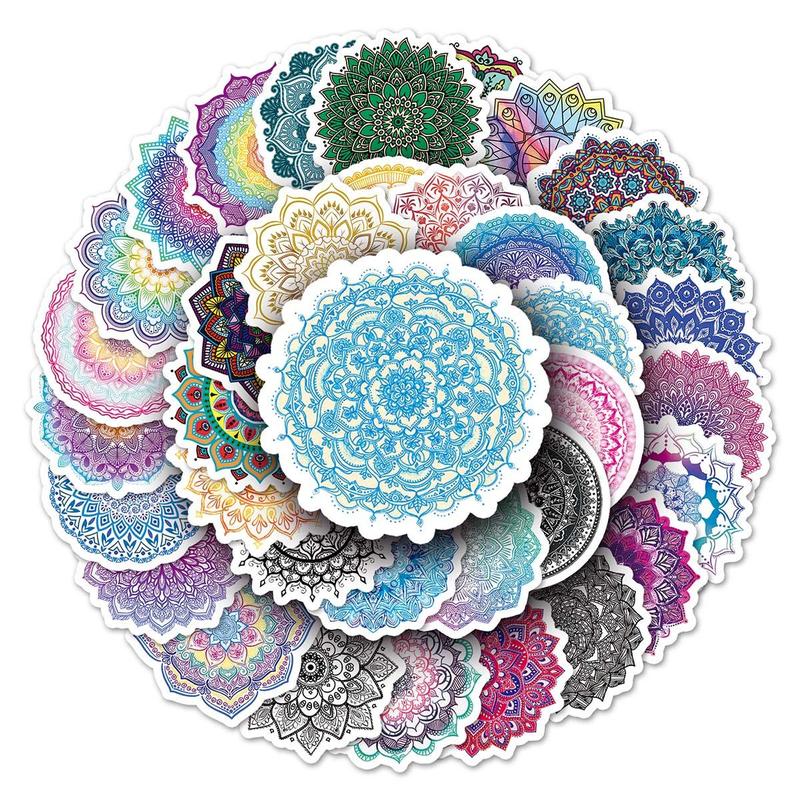 50pcs Mandala Pattern Stickers, Creative Multi-purpose Stickers, For DIY Craft Decoration And Hand Account