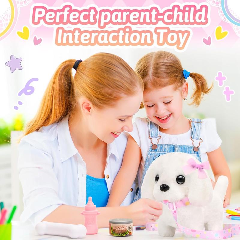 Plush Toys Interactive Puppy Toy for  s,Electronic Toy Dog That Walk and Bark,Tail Wagging, Fake Dog Toy with Leash,Perfect Easter Christmas Birthday Gift for  s Toddlers