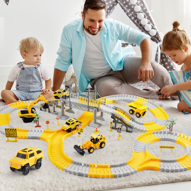 276 PCS Construction Race Tracks Toy for Kids Truck Car Engineering Road Playset